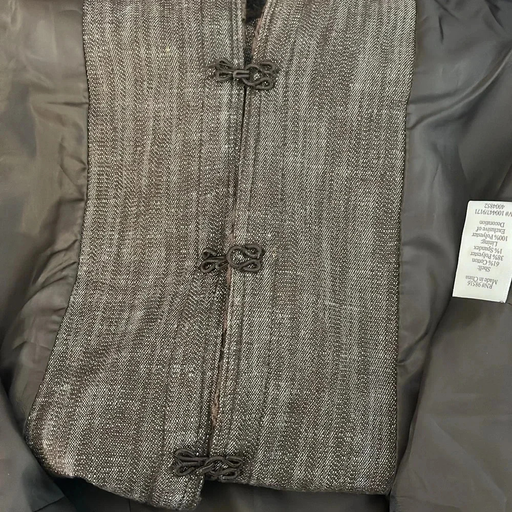 Coldwater Creek | Brown jacket/blazer with lace trim Women’s size 24 linen look - Picture 9 of 11